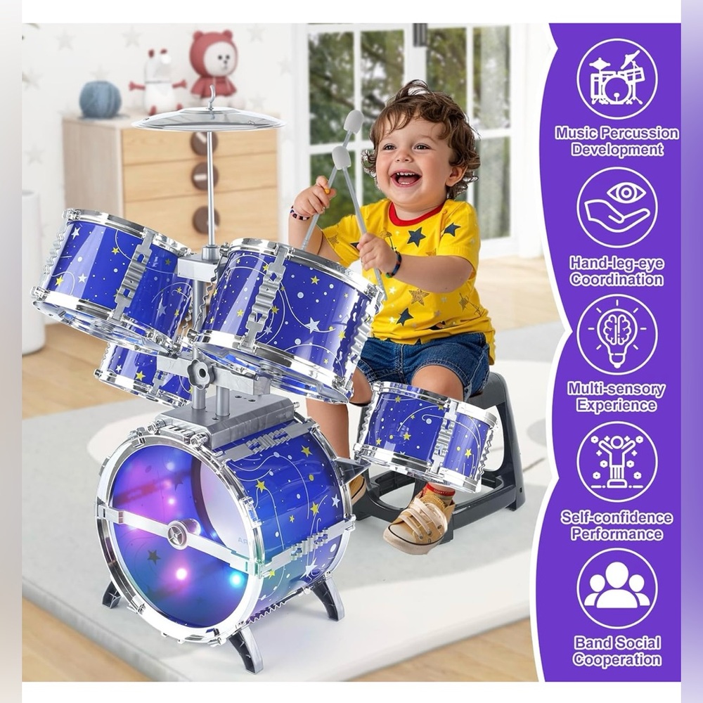 Jazz Drum Musical Play Set For Kids Brand New - Picture 3 of 11